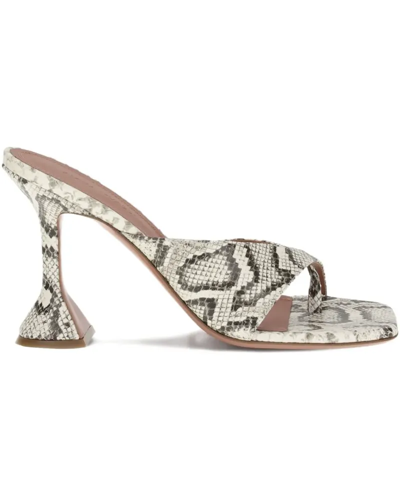 Amina Muaddi Shiona Sandalen mit Schlangenleder-Absatz 95mm - Nude Nude