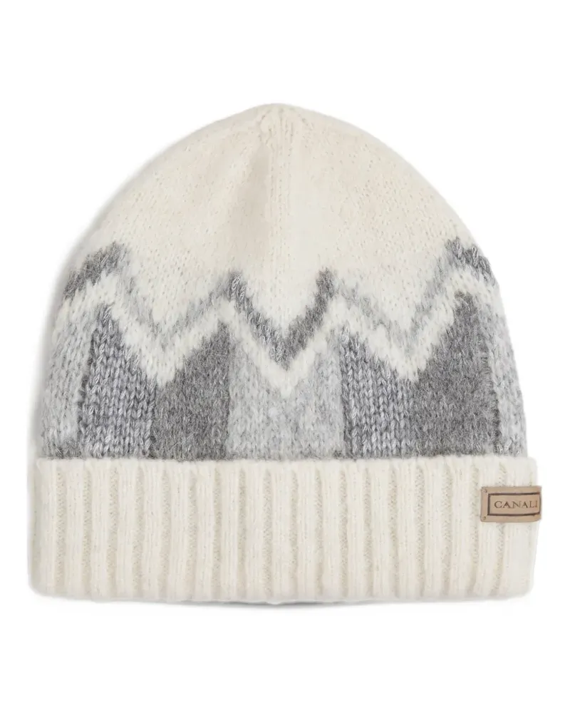 Canali zigzag knit beanie hat - Weiß Weiß