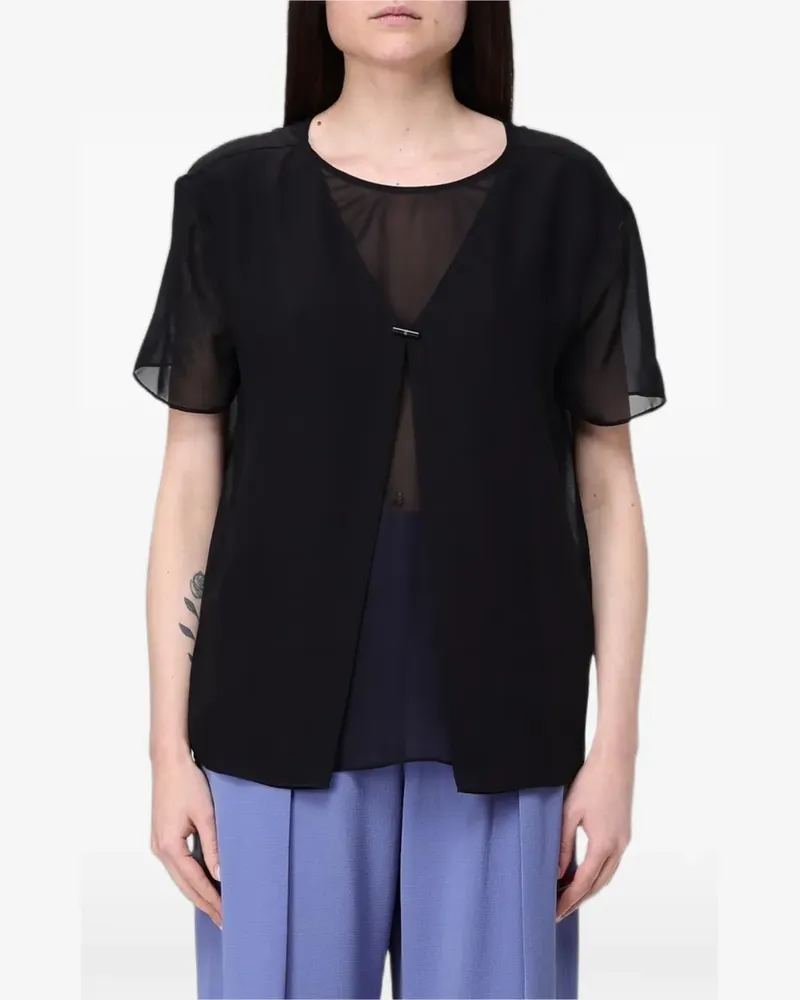 Emporio Armani Oberteil mit Chiffon-Einsatz - Schwarz Schwarz