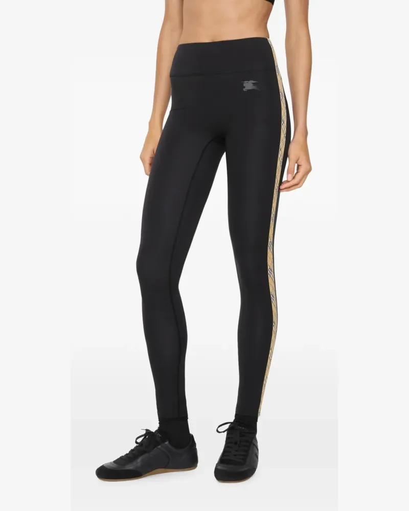 Burberry check trim stretch nylon leggings - Schwarz Schwarz