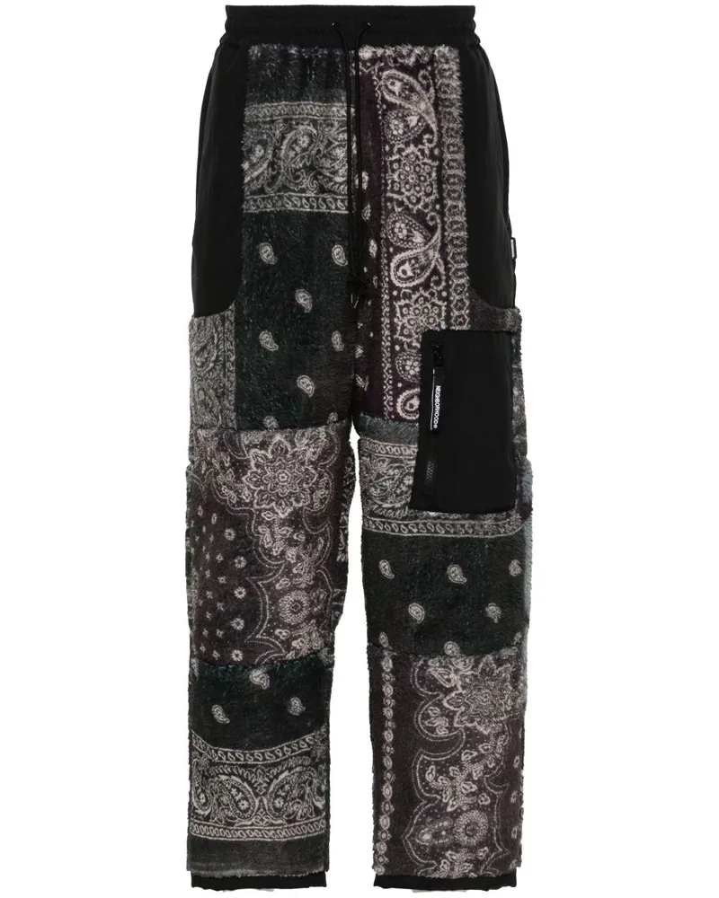 Neighborhood Fleece-Jogginghose mit Bandana-Print - Schwarz Schwarz