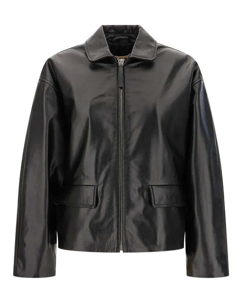 Marni zip-up leather jacket - Schwarz Schwarz