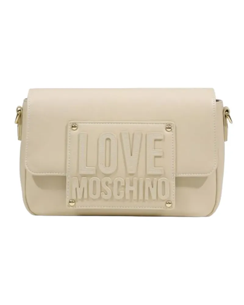 Moschino embossed logo-plaque shoulder bag - Nude Nude