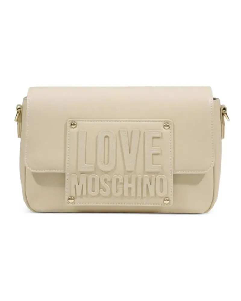 Moschino embossed logo-plaque shoulder bag - Nude Nude