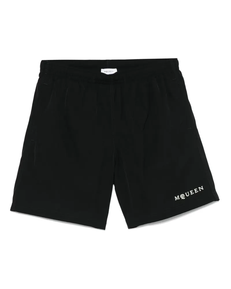 Alexander McQueen Badeshorts mit Logo-Stickerei - Schwarz Schwarz