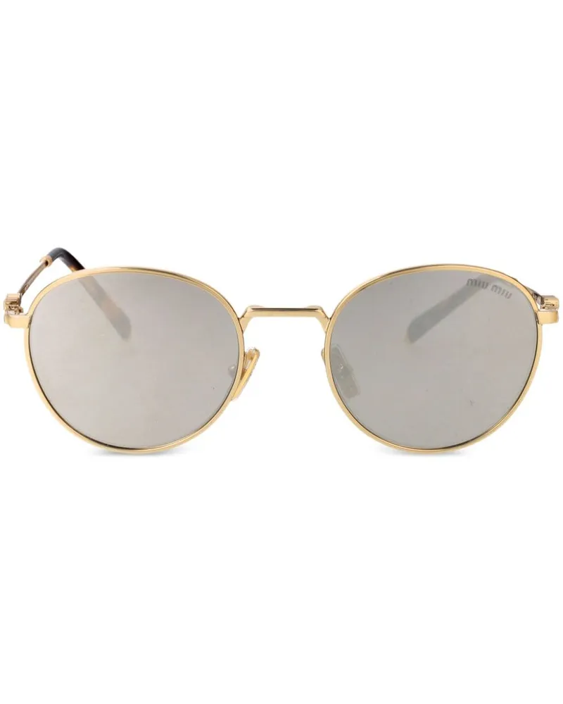 Miu Miu Sonnenbrille mit rundem Gestell - Gold Gold