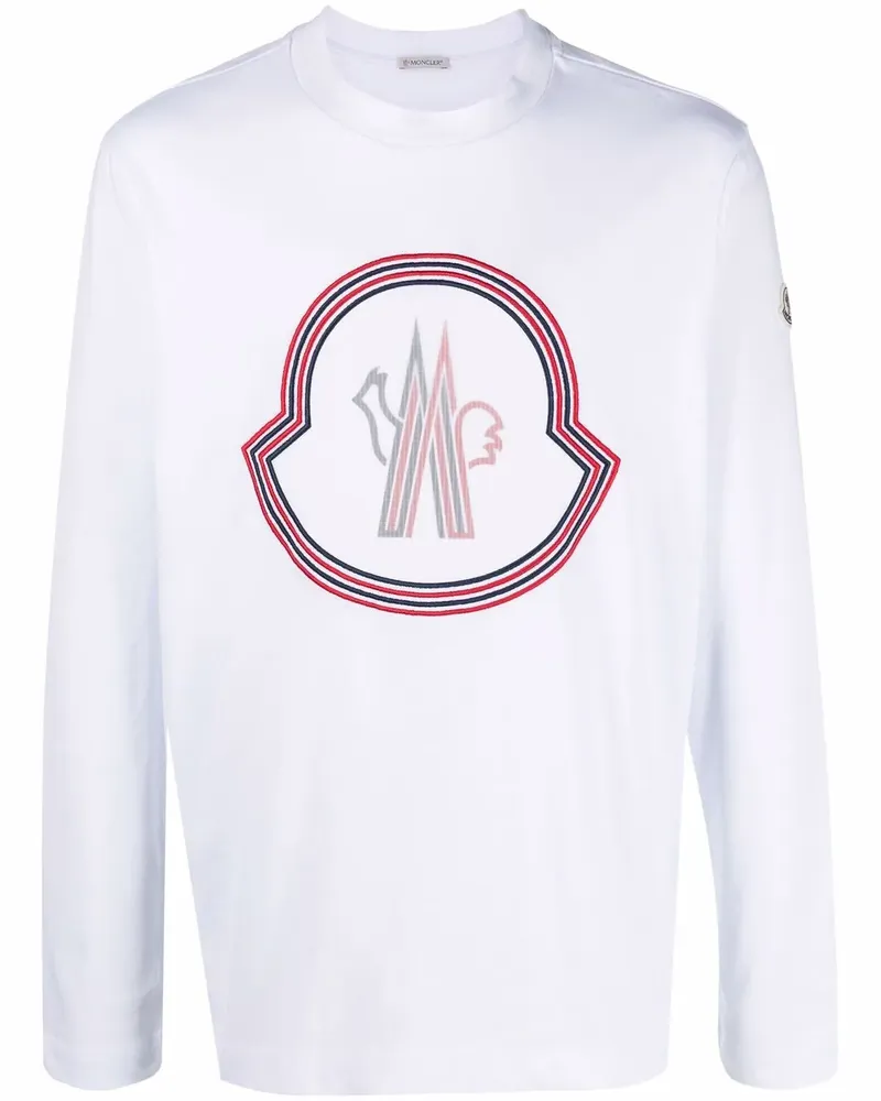 Moncler Langarmshirt mit Logo-Stickerei - Weiß Weiß