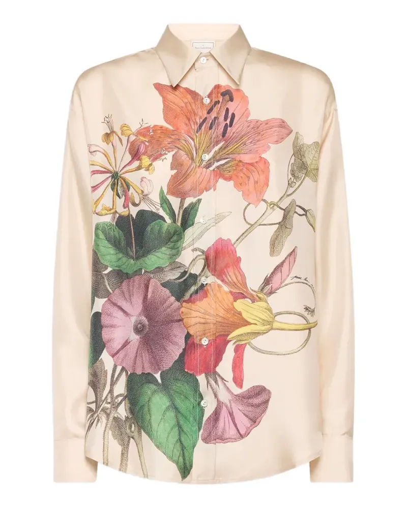 Pierre-Louis Mascia Aloe floral-print silk shirt - Nude Nude