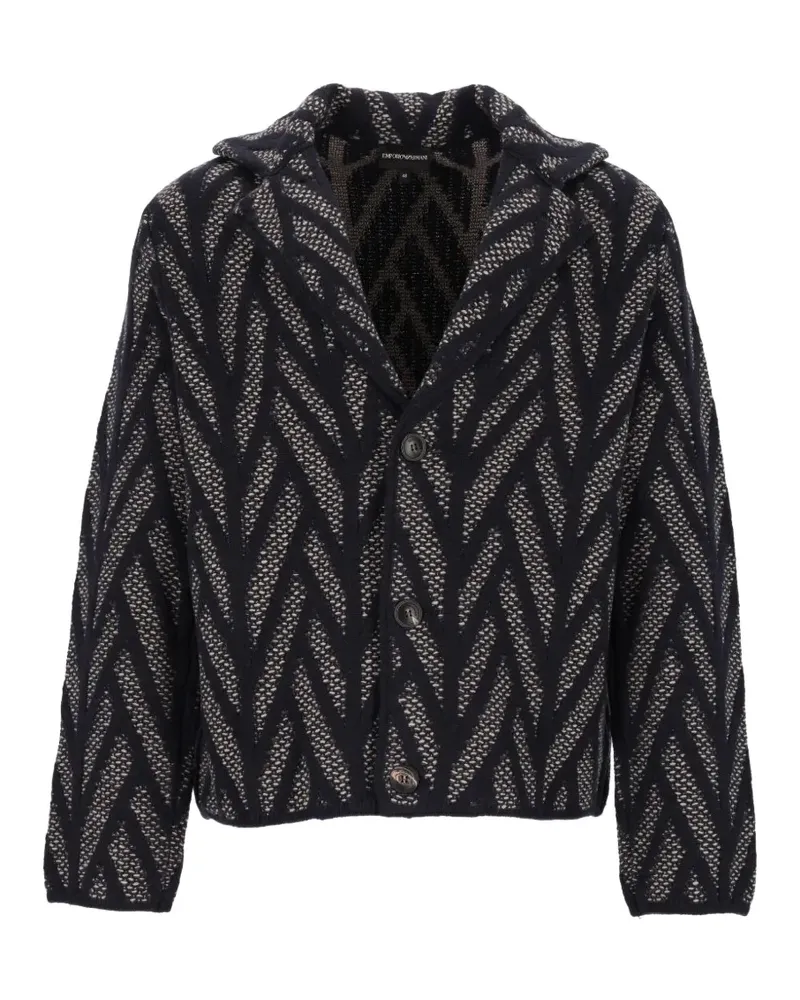 Emporio Armani Signature Capsule Collection Blouson aus Schurwolle und Jacquard - Blau Blau