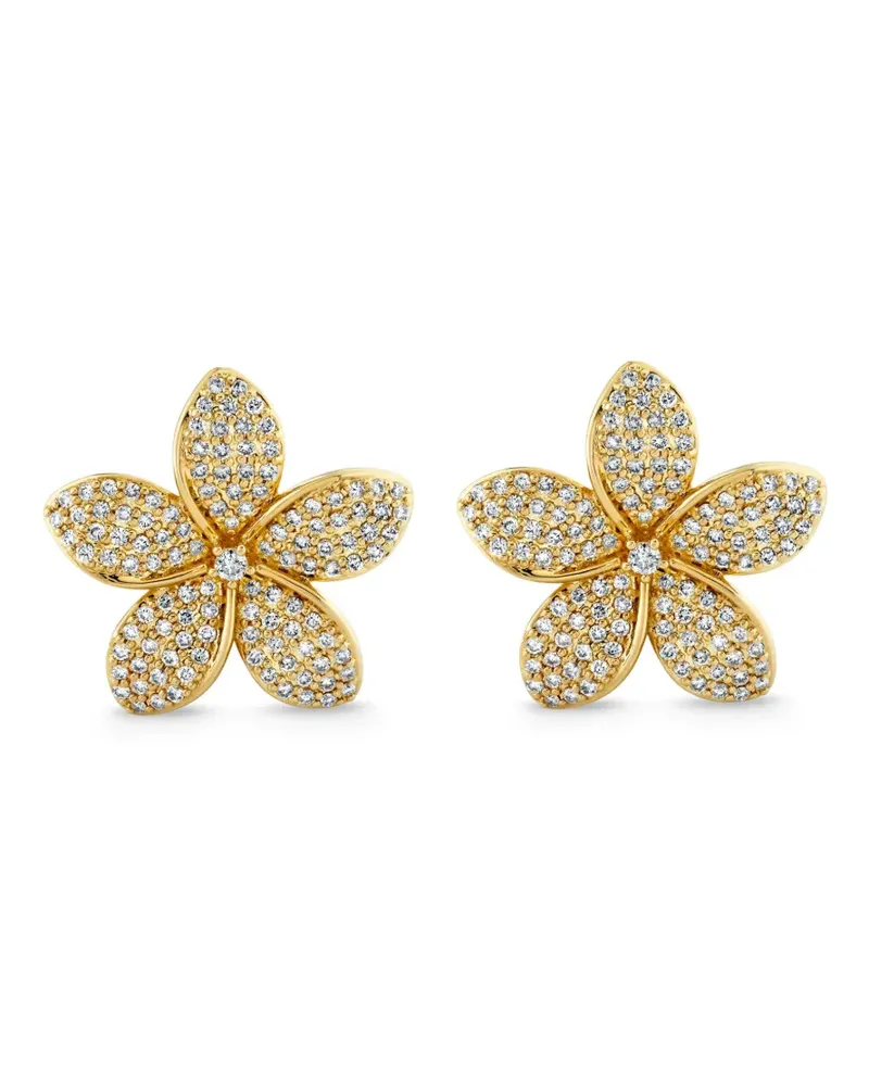 Sydney Evan 14kt Plumeria Gelbgoldohrstecker mit Diamant Gold