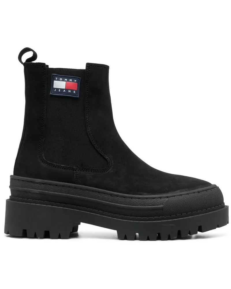 Tommy Hilfiger Stiefeletten mit Logo-Patch Schwarz