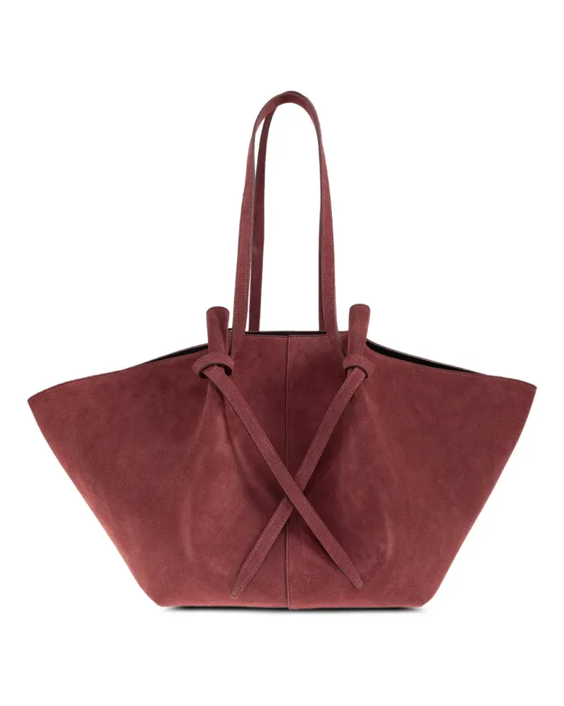 YUZEFI large Mochi knotted suede shoulder bag - Rot Rot
