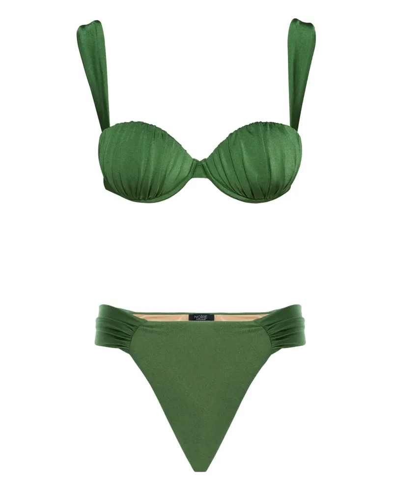 Noire Swimwear Geraffter Balconette-Bikini - Grün Grün