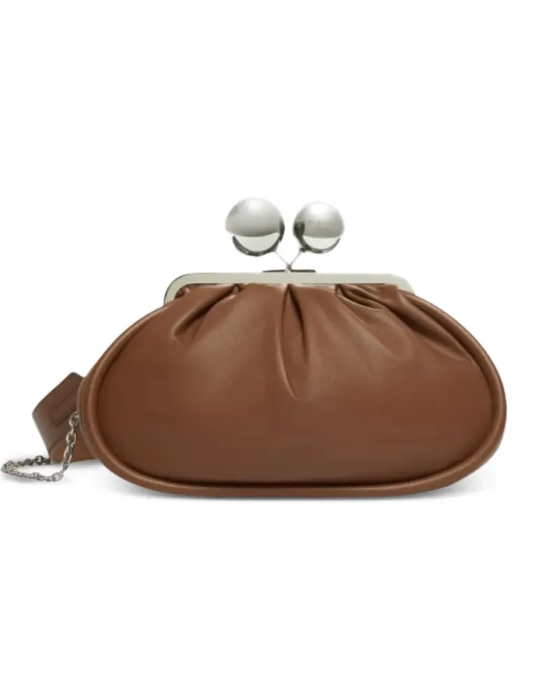 Max Mara Plissierte Clutch mit Kugeldetail - Braun Braun