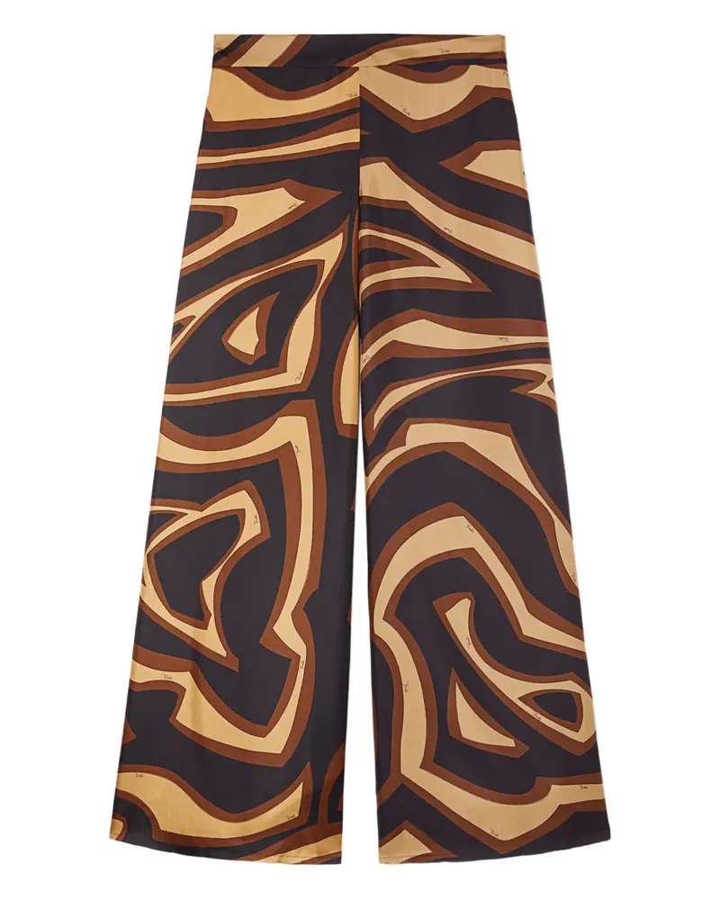 Emilio Pucci abstract-pattern print silk trousers - Schwarz Schwarz