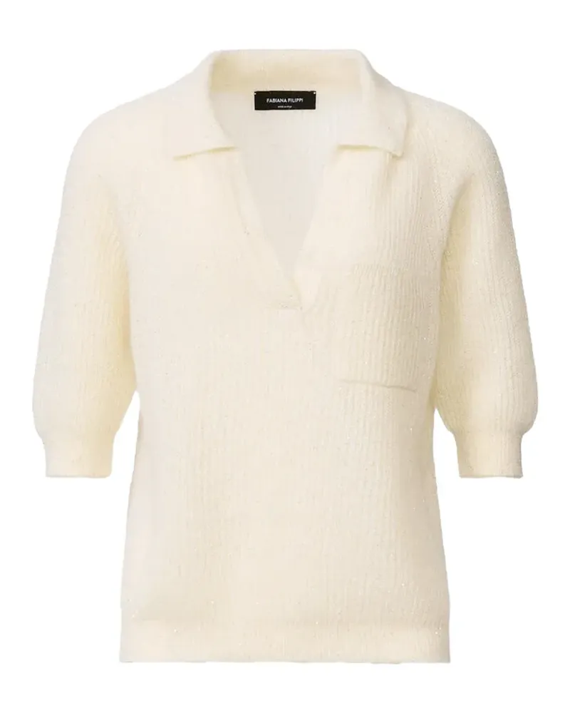 Fabiana Filippi Orné lurex polo top - Nude Nude