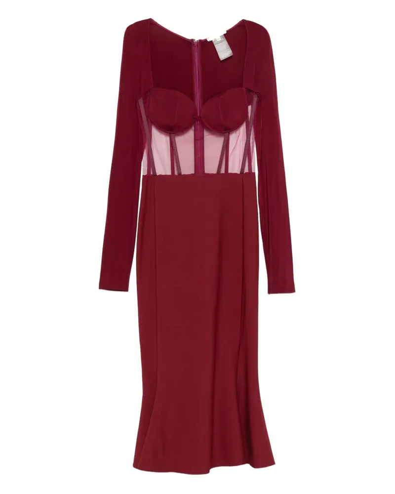 Nensi Dojaka mesh-panel midi dress - Rot Rot