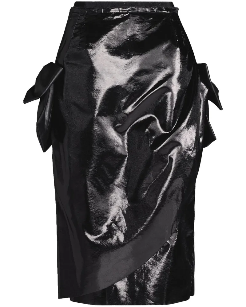 Maison Margiela Asymmetrischer Midirock mit Schleife - Schwarz Schwarz