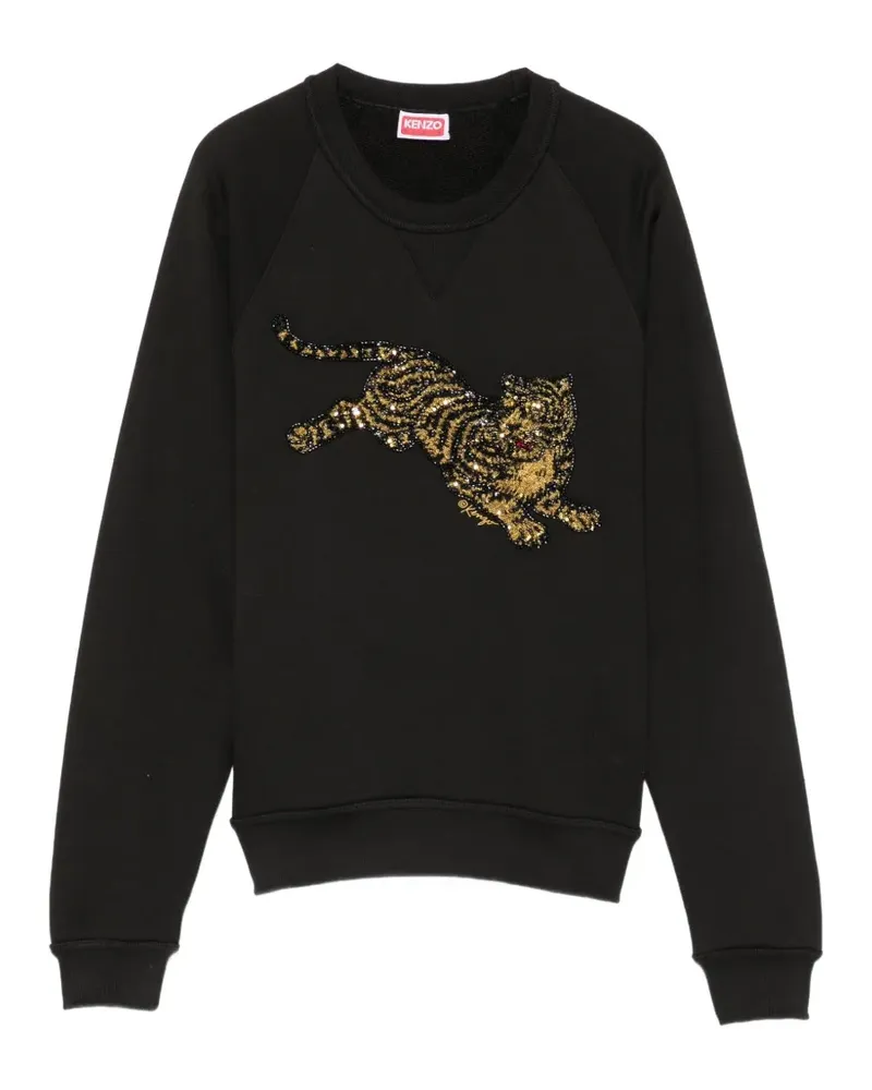 Kenzo Sweatshirt mit Pailletten und Tigermotiv - Schwarz Schwarz