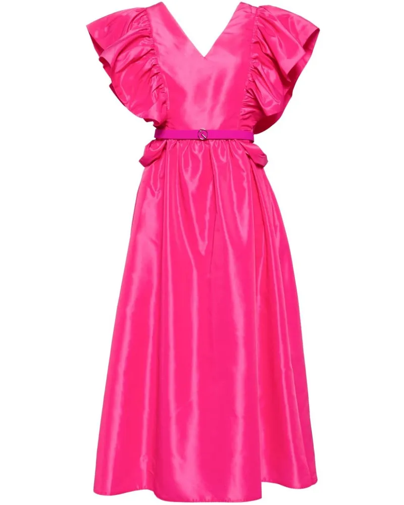 Saiid Kobeisy Gerüschtes Taft-Midikleid - Rosa Rosa