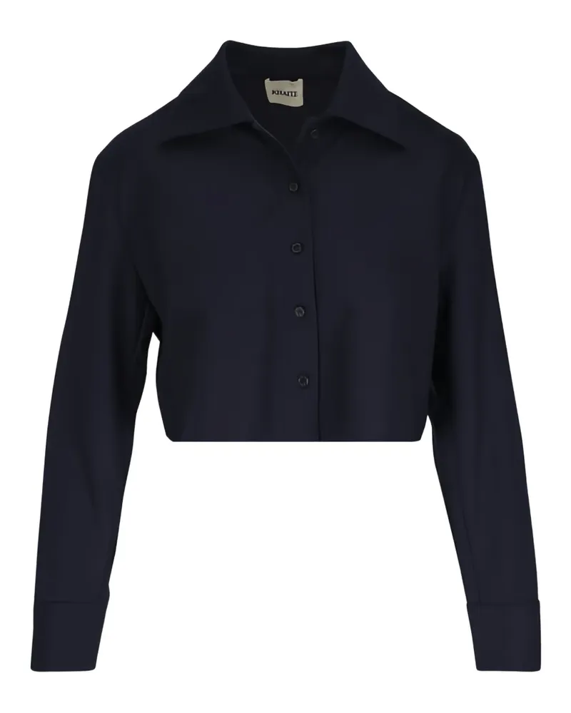KHAITE Cropped-Bluse mit Kragen - Blau Blau