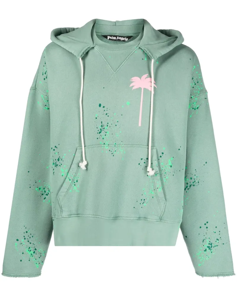 Palm Angels Hoodie mit Palmen-Print - Grün Grün