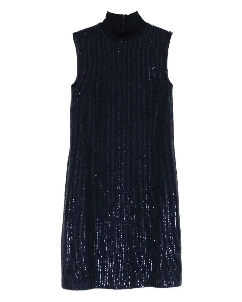 Peserico Ärmelloses Rollkragen-Midikleid mit Pailletten - Blau Blau