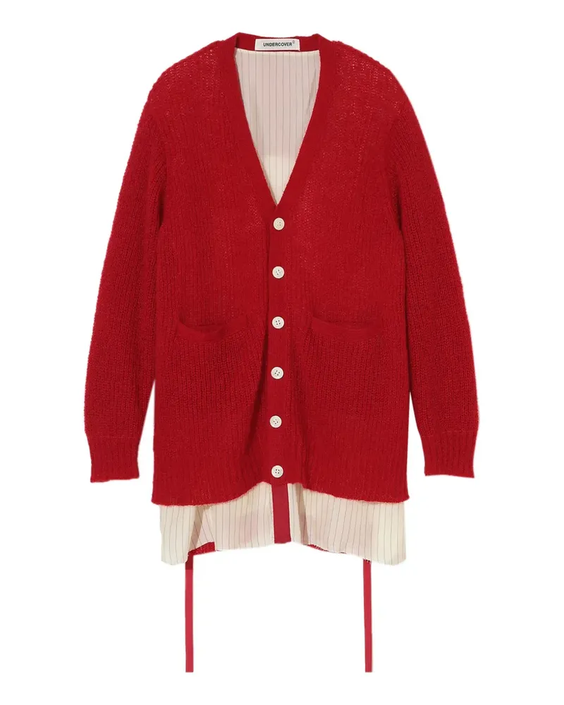 Undercover Cardigan im Panel-Design mit Nadelstreifen - Rot Rot