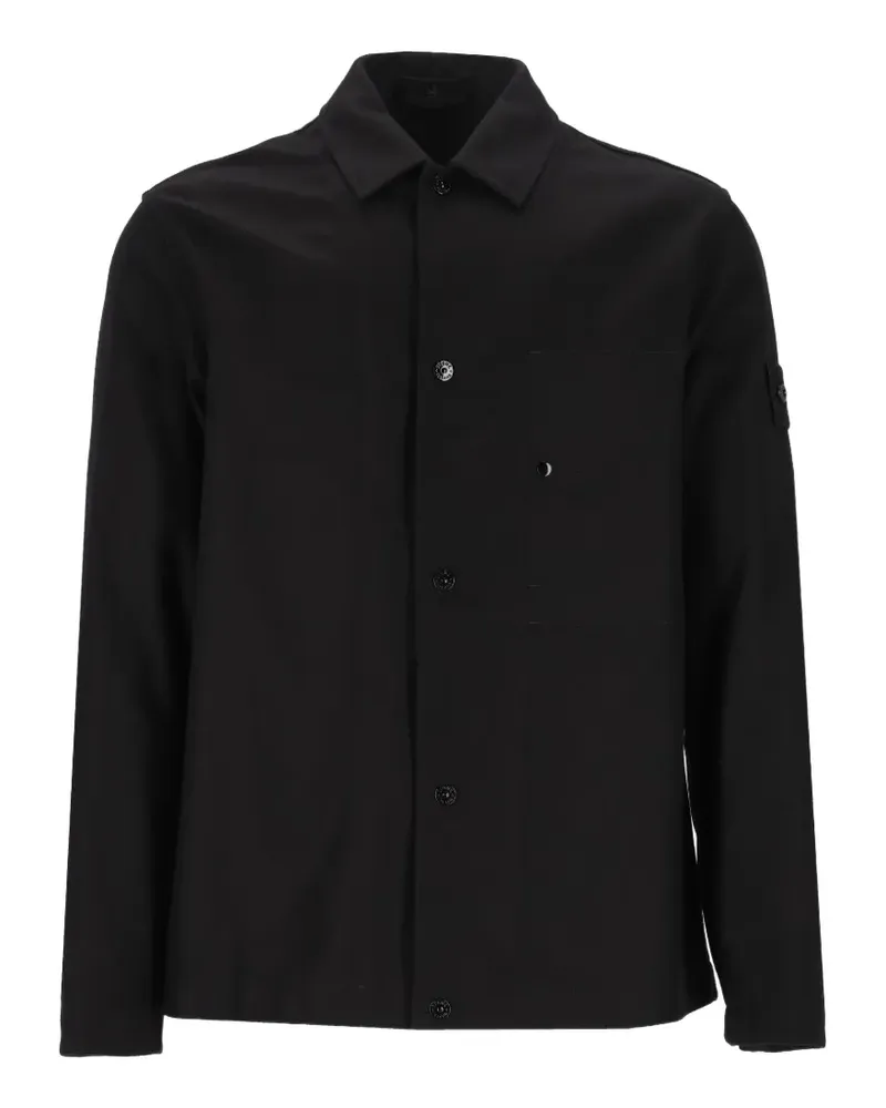 Stone Island 1200020 Flanell aus Wolle und Nylon D.I. Ghost Hemdjacke - Schwarz Schwarz