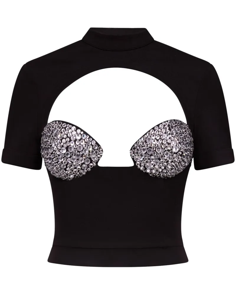 Area T-Shirt mit Kristallen - Schwarz Schwarz