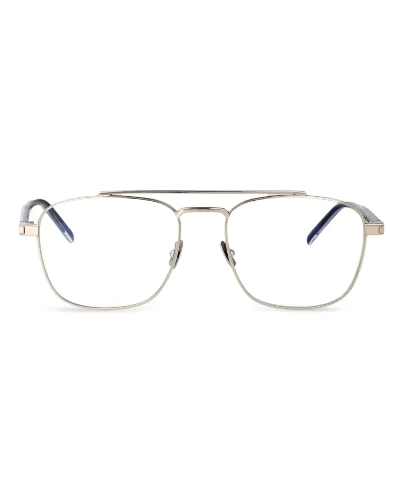 Saint Laurent double-bridge square-frame glasses - Silber Silber