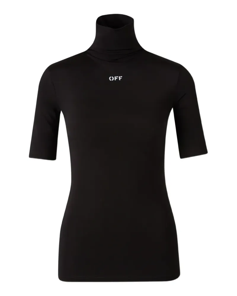 OFF-WHITE logo-print high-neck T-shirt - Schwarz Schwarz
