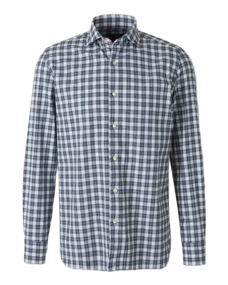 Luigi Borrelli check-print long-sleeved shirt - Blau Blau