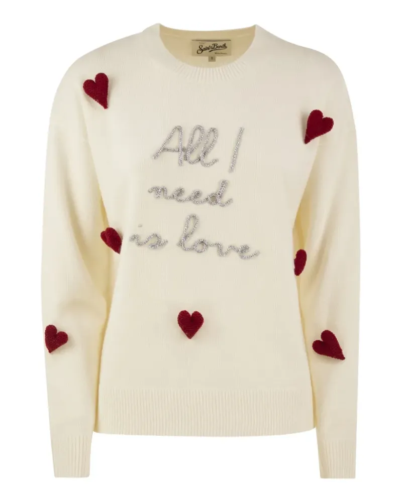 MC2 Saint Barth Tessa Pullover mit Herzapplikation - Nude Nude