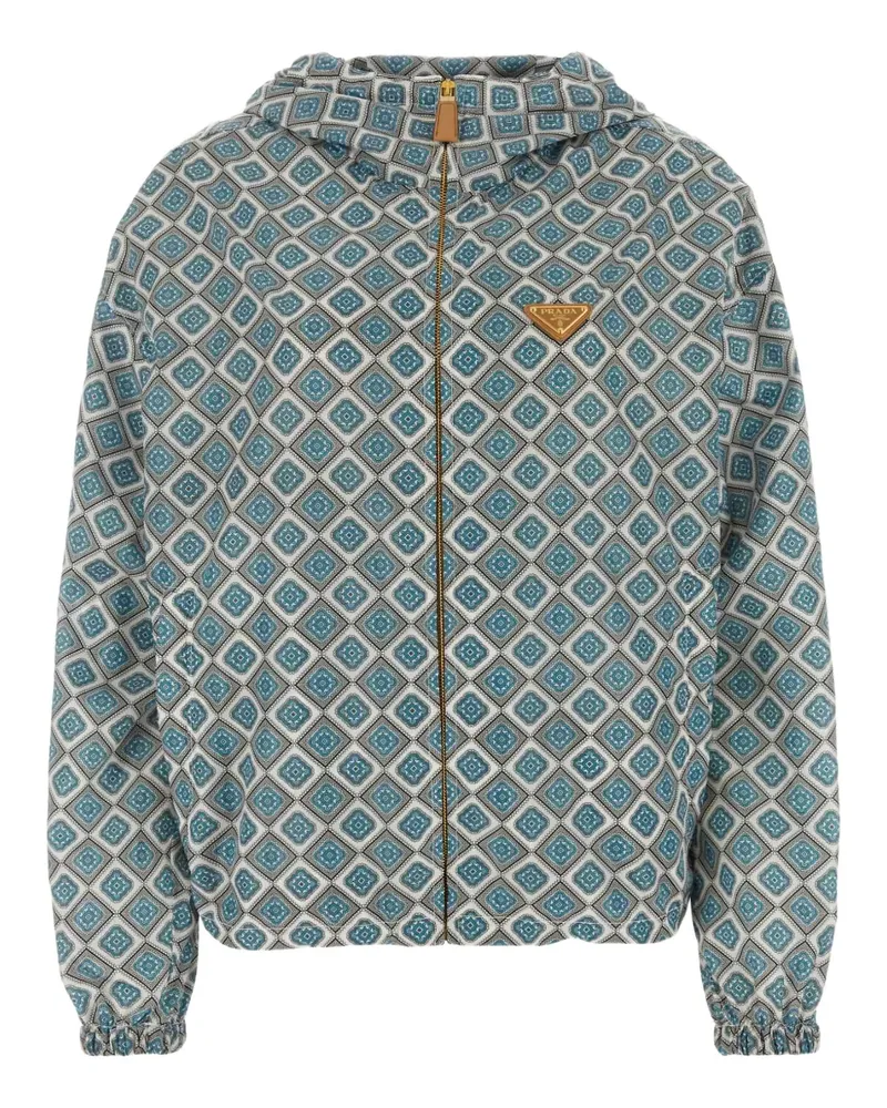 Prada Kapuzenjacke mit geometrischem Print - Blau Blau