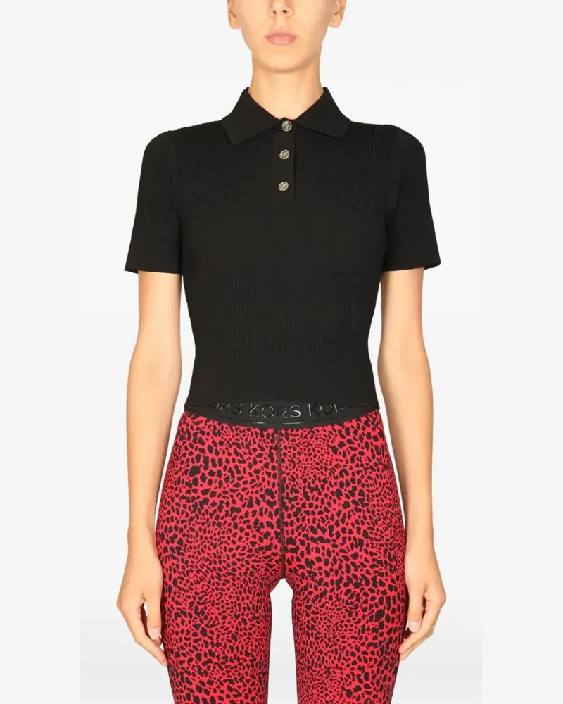 Michael Kors logo button polo top - Schwarz Schwarz