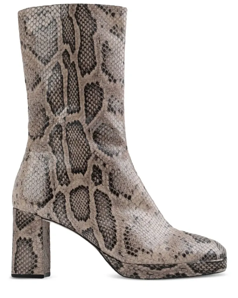 Miista Carlota Stiefel mit Schlangenleder-Optik 80mm - Braun Braun