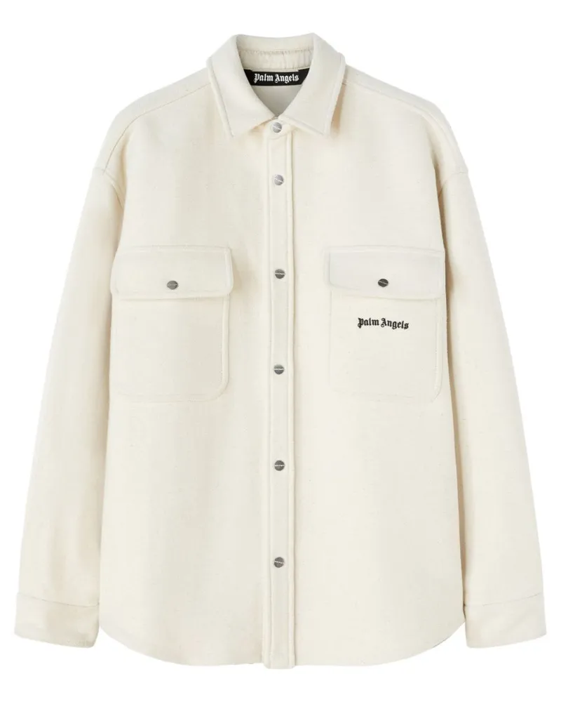 Palm Angels Hemdjacke mit Logo-Stickerei - Weiß Weiß