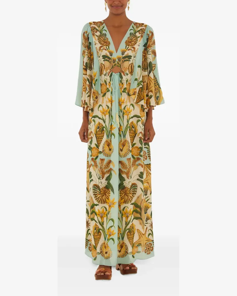 FARM Rio Maxikleid mit Marine-Print - Nude Nude