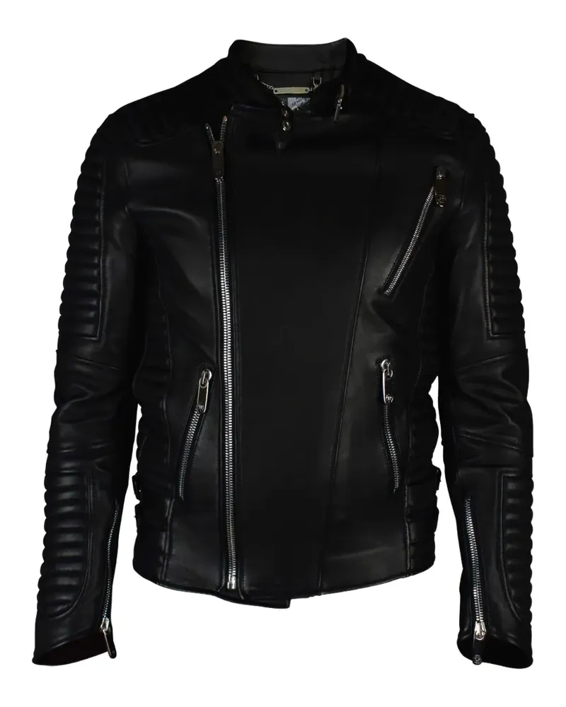 Philipp Plein Bikerjacke mit Reißverschluss - Schwarz Schwarz