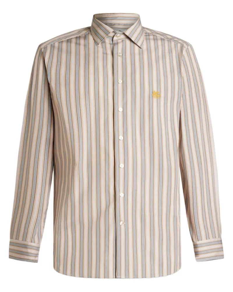 Etro Gestreiftes Hemd mit Pegaso-Stickerei - Nude Nude