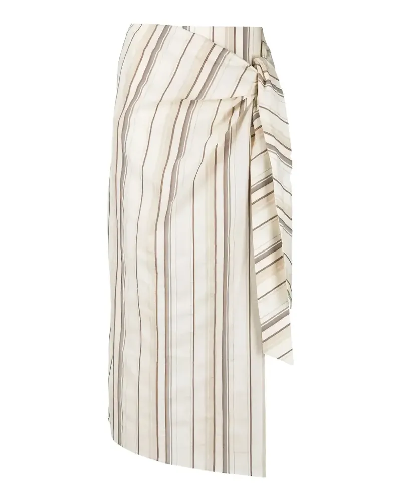 Brunello Cucinelli striped wrap midi skirt - Nude Nude