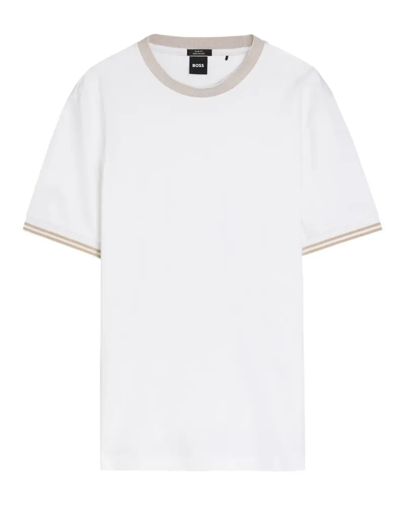 HUGO BOSS ribbed trim T-shirt - Weiß Weiß