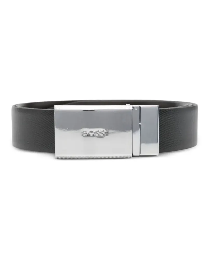 HUGO BOSS Gürtel mit silberfarbener Lederschnalle - 002 BLACK 002