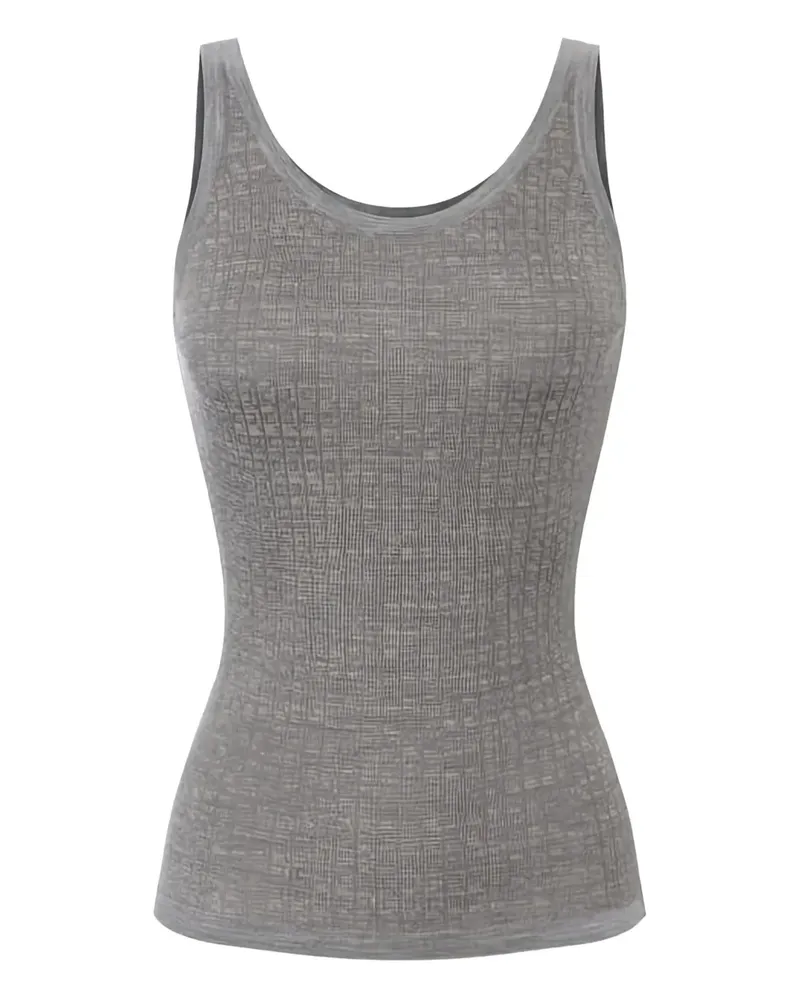 Elisabetta Franchi Jacquard-Oberteil mit Mikro-Logo - Grau Grau