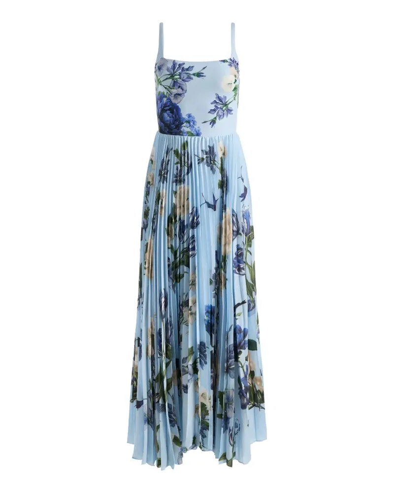 Alice + Olivia Carolyn floral-print pleated maxi dress - Blau Blau