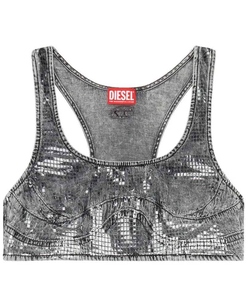 Diesel De-Toppy Cropped-Jeanstop - Grau Grau