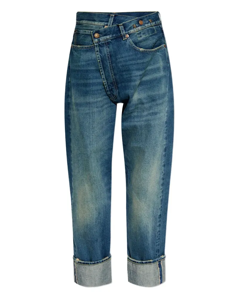 R13 Jeans mit überkreuztem Bund - Blau Blau
