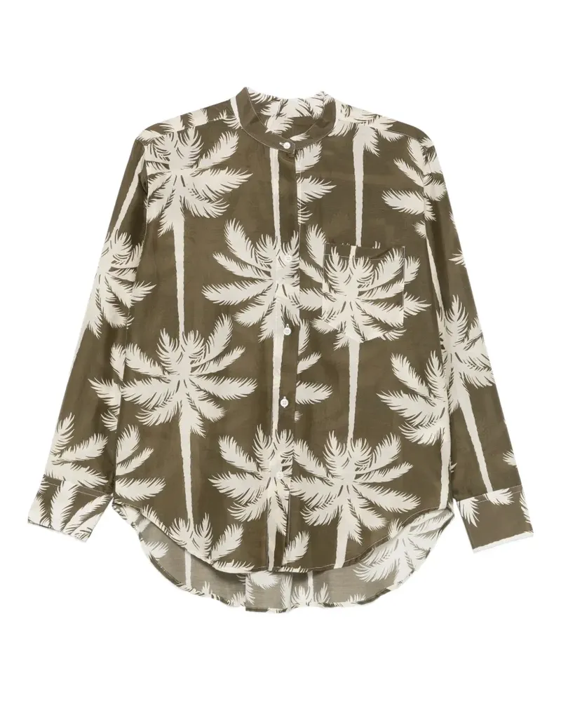 Robert Friedman palm-tree-print mandarin-collar shirt - Grün Grün