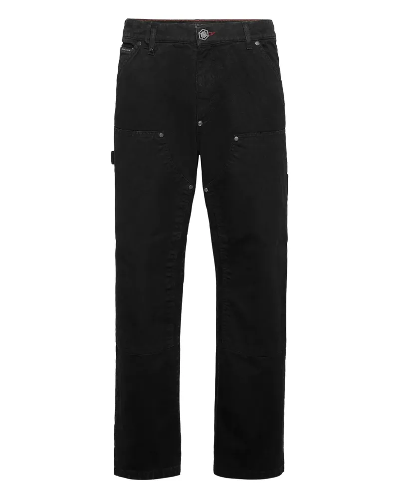 Philipp Plein Carpenter-Hose mit Logo-Schild - Blau Blau
